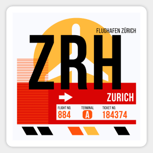 Zurich (ZRH) Airport // Sunset Baggage Tag Magnet
